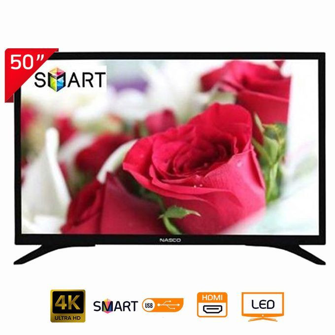 Nasco NAS-J50FUS UHD 4K Digital Satellite Smart TV - 50" Black
