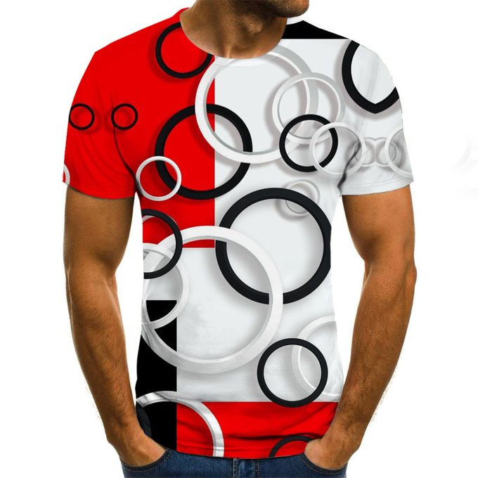 Fashion Short Sleeve T-shirt - White/Red